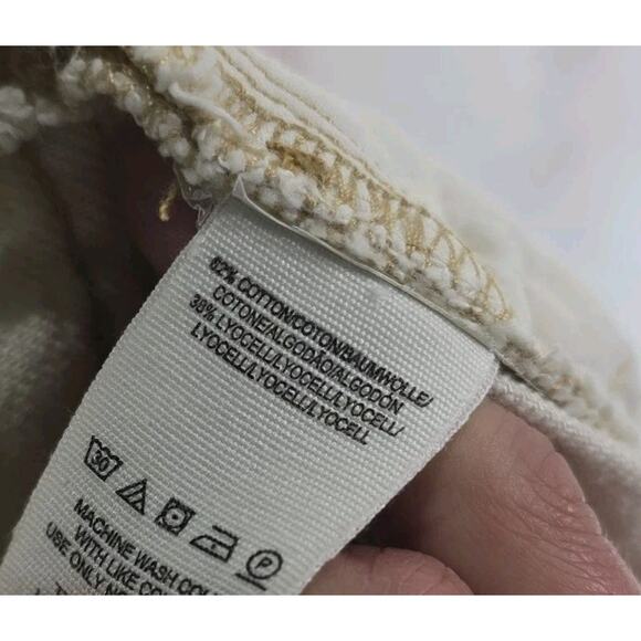 Free People Jeans Womens 27 Cream High Rise Boot Button Fly Distressed Rigid - Picture 10 of 13